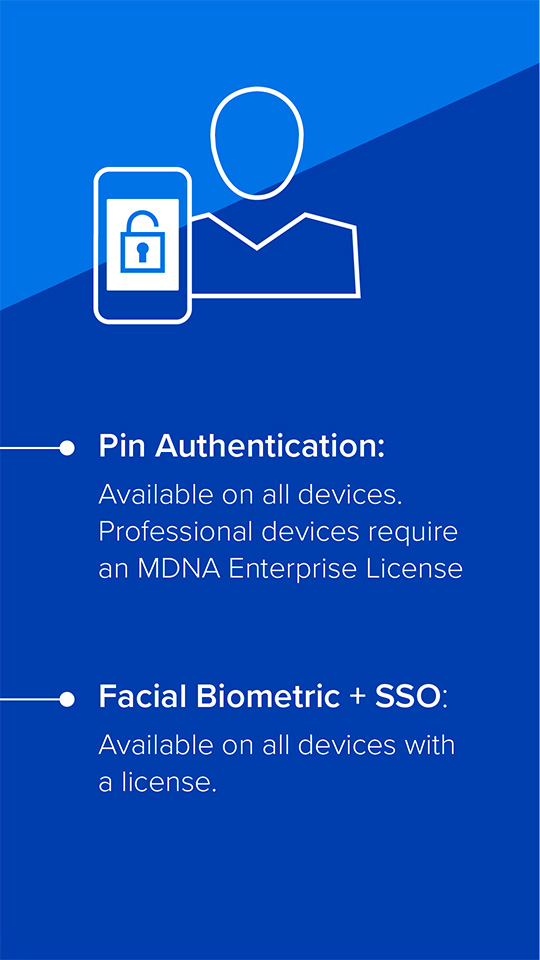 Gráfico de autenticación de pin y biometría facial