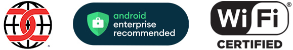 コモンクライテリア、Android Enterprise推奨、Wi-Fi Certifiedのロゴ